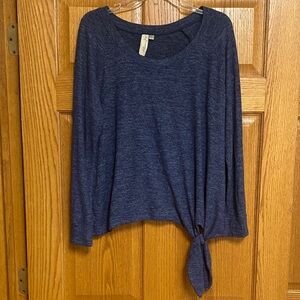Allison Joy Women’s M Blue Heather Side Tie Sweater Elastic Waist Back Top
